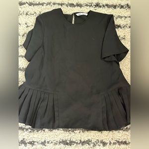 Zara Short Sleeve Pleated Hem Blouse